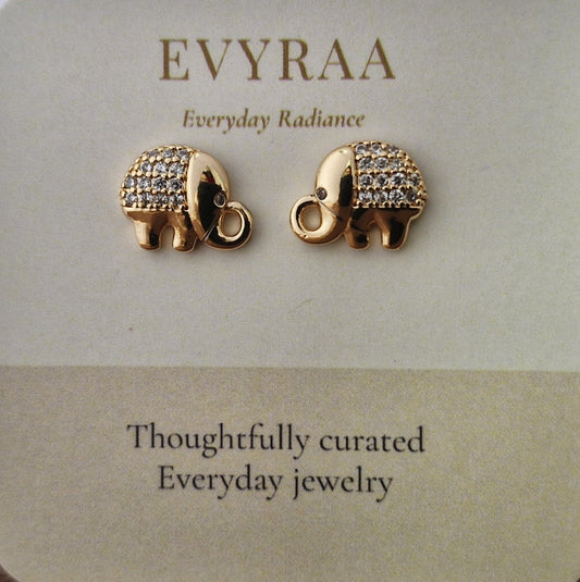 Gold Elephant Stud Earrings for women