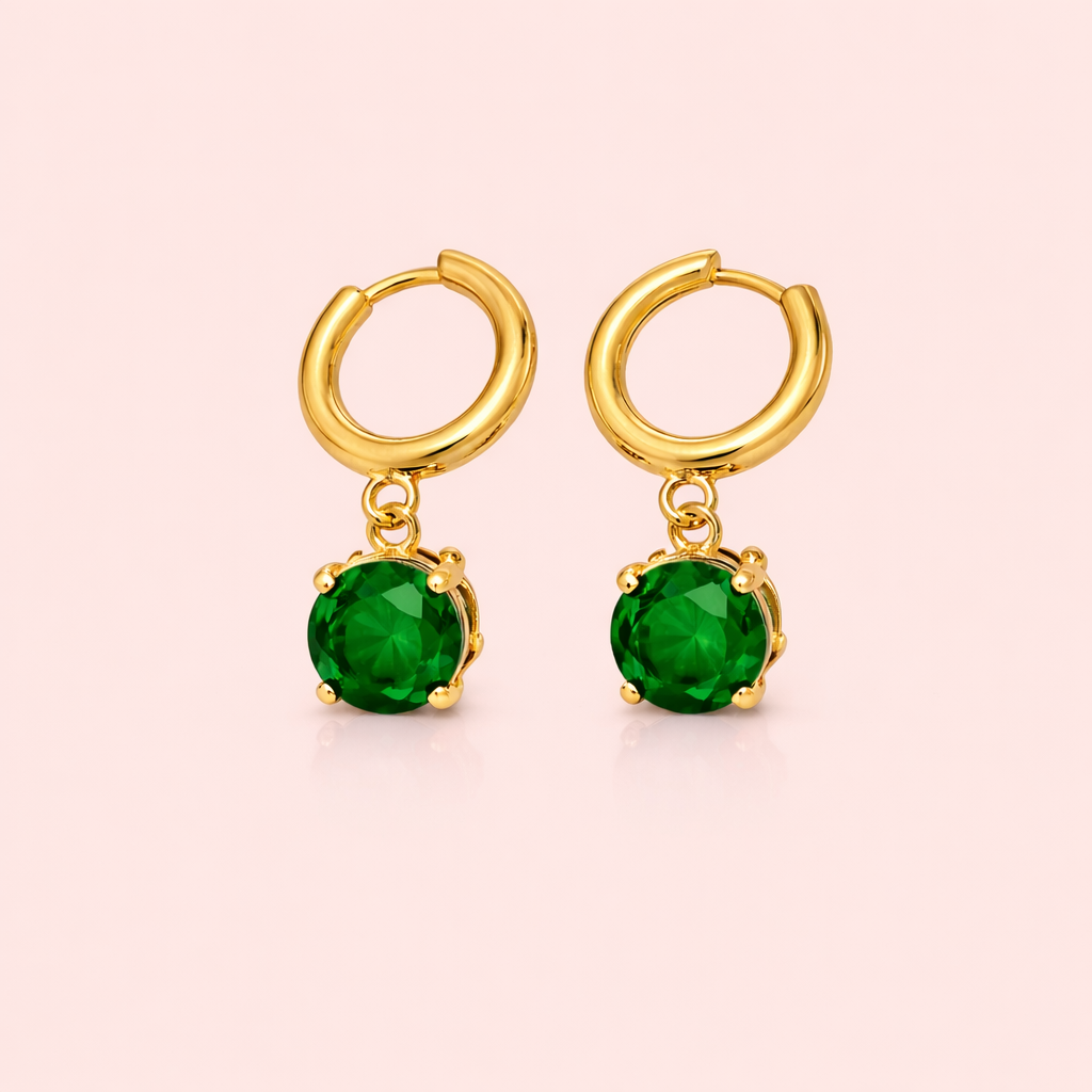 Gold plated hoop circular earrings for women displayed as a single product on clean white background