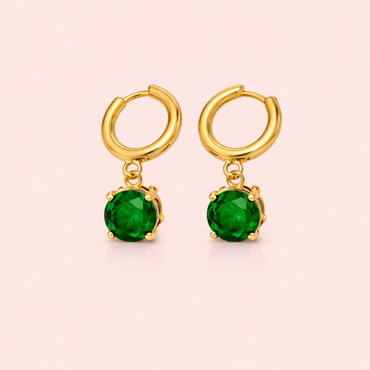 Gold plated hoop circular earrings for women displayed as a single product on clean white background