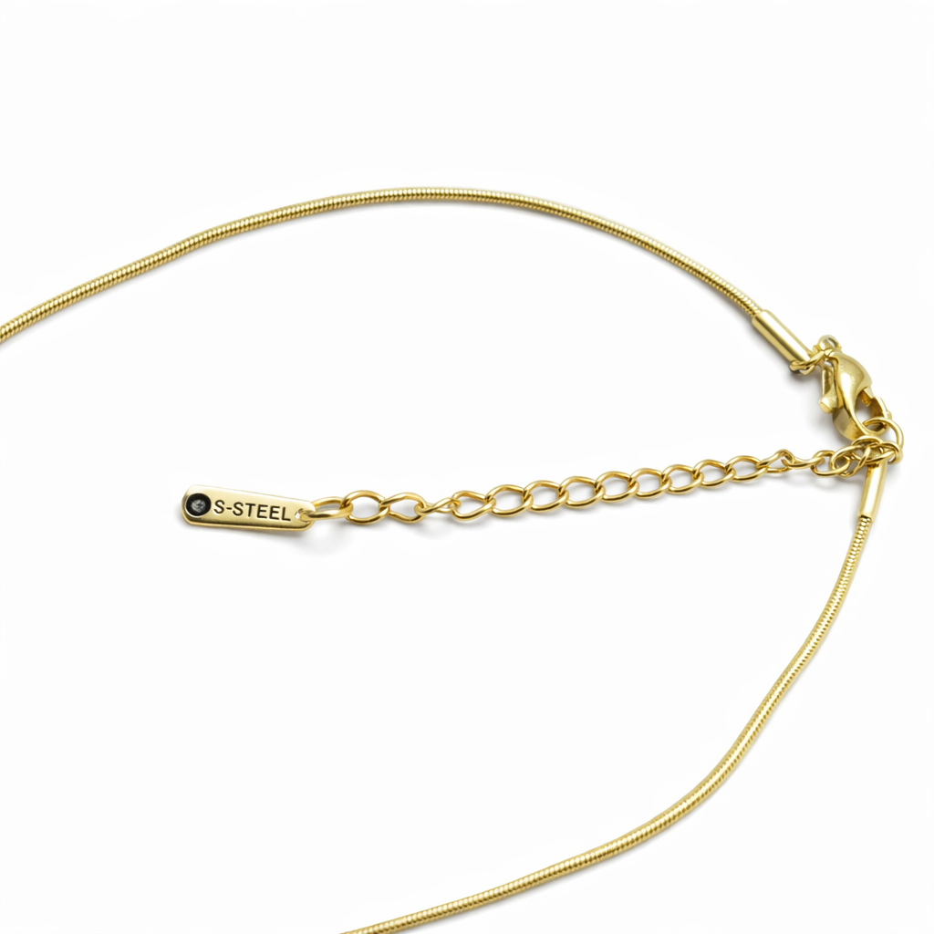 Gold anklet on a white background with 'S-Steel' label.